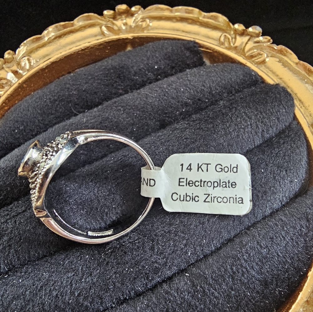 Vintage 14k White Gold Electroplated Ring Size 8 New Old Stock - Picture 6 of 6